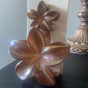 Chunky Flower Hair Clip Set - Blush Nude